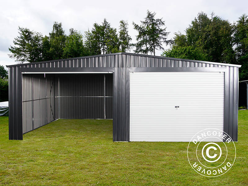 Dubbelt metallgarage 6,37x5,13x2,41m, 31,74m², ProShed®, Antracit - Image 12