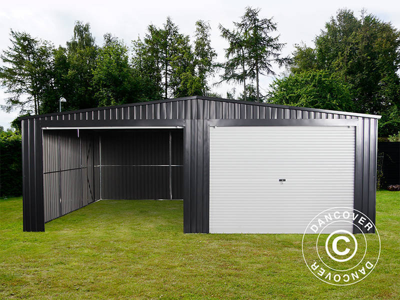 Dubbelt metallgarage 6,37x5,13x2,41m, 31,74m², ProShed®, Antracit - Image 2