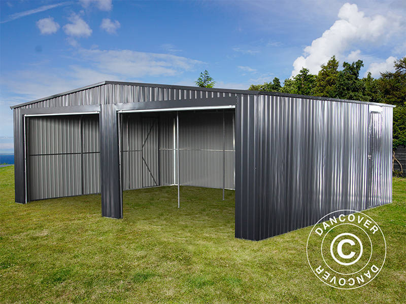 Dubbelt metallgarage 6,37x5,13x2,41m, 31,74m², ProShed®, Antracit - Image 3