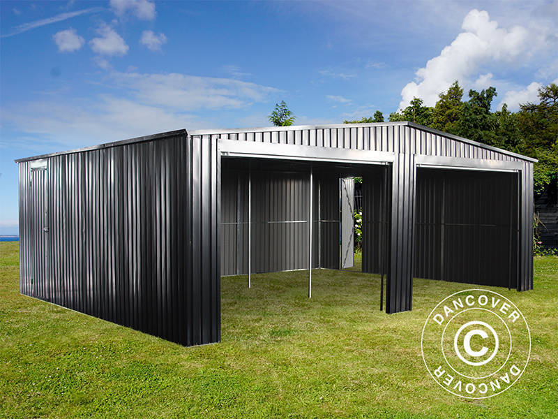 Dubbelt metallgarage 6,37x5,13x2,41m, 31,74m², ProShed®, Antracit - Image 4