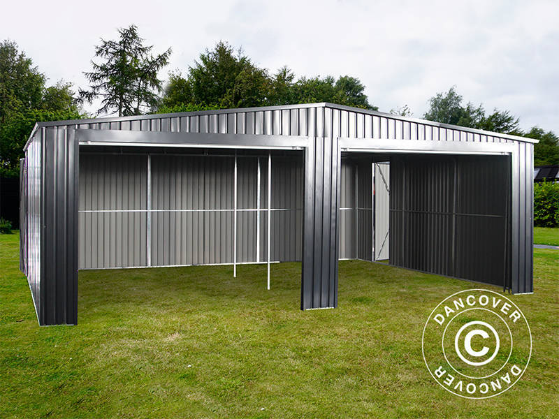 Dubbelt metallgarage 6,37x5,13x2,41m, 31,74m², ProShed®, Antracit - Image 5