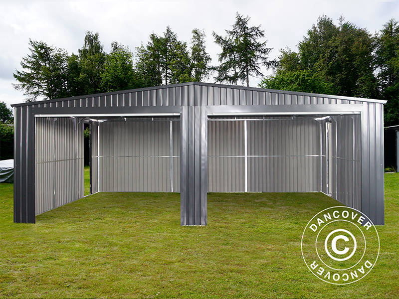 Dubbelt metallgarage 6,37x5,13x2,41m, 31,74m², ProShed®, Antracit - Image 6