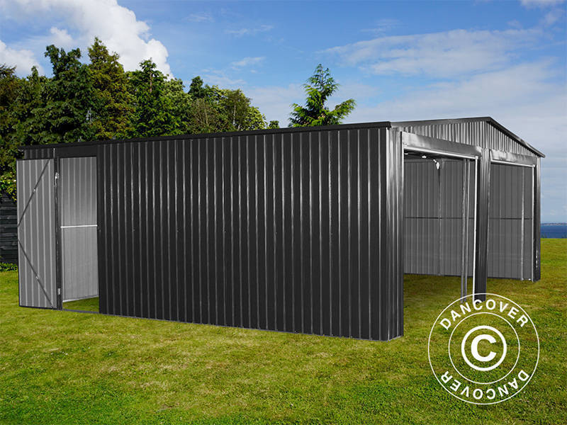 Dubbelt metallgarage 6,37x5,13x2,41m, 31,74m², ProShed®, Antracit - Image 7