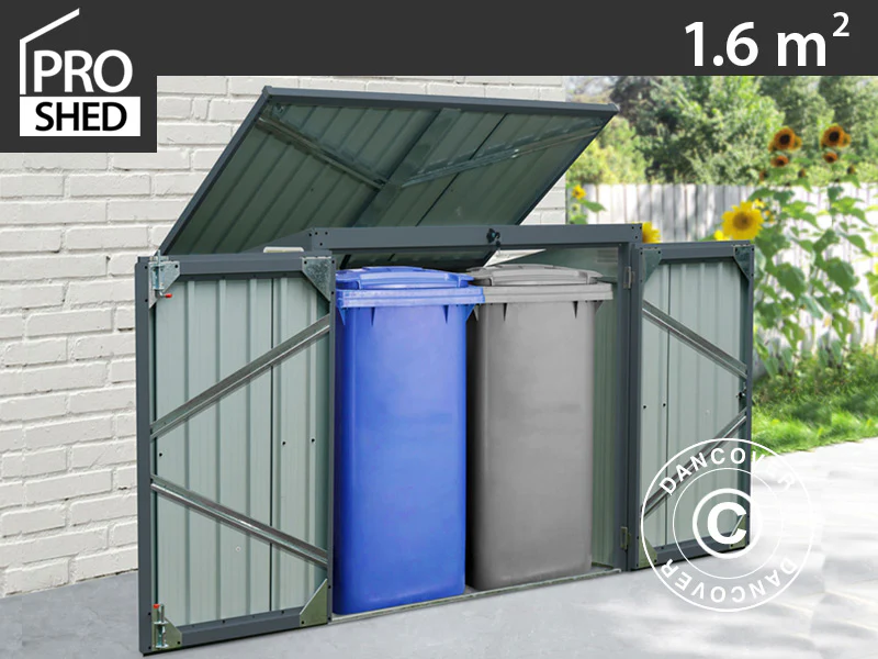 Dubbelt soptunneskydd 1,58x1,01x1,34m, 1,6m², Antracit