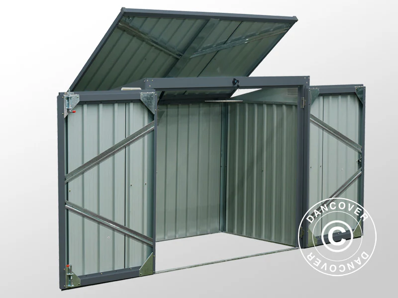 Dubbelt soptunneskydd 1,58x1,01x1,34m, 1,6m², Antracit - Image 3