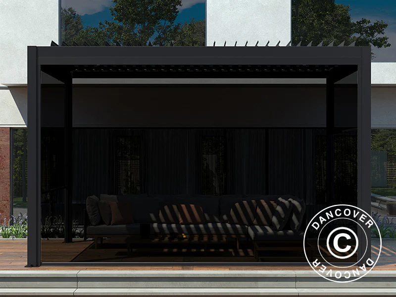 Elektrisk sidoväggsskärm till bioklimatisk pergola paviljong San Pablo, 3m, Svart - Image 4