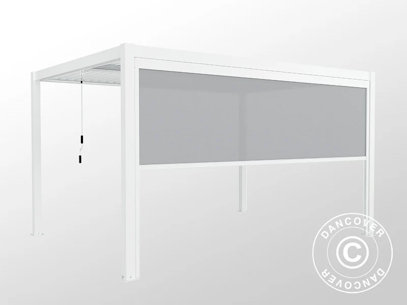 Elektrisk sidoväggsskärm till bioklimatisk pergola paviljong San Pablo, 3m, Vit/Ljusgrå - Image 8