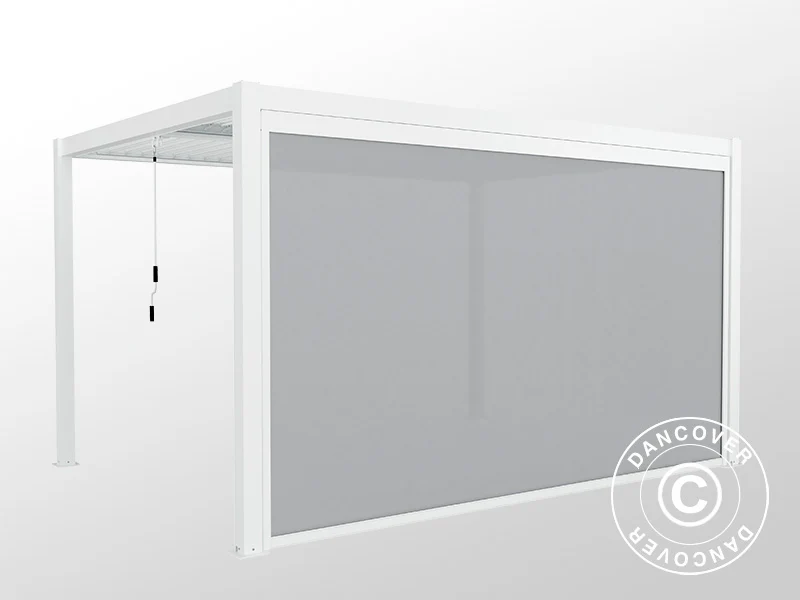 Elektrisk sidoväggsskärm till bioklimatisk pergola paviljong San Pablo, 4m, Vit/Ljusgrå - Image 7