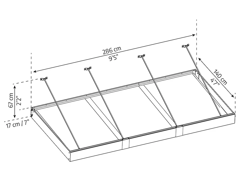Entrétak Sophia XL 3000, Palram/Canopia, 1,40x2,86x0,17m, Mörkgrå/Klar - Image 10