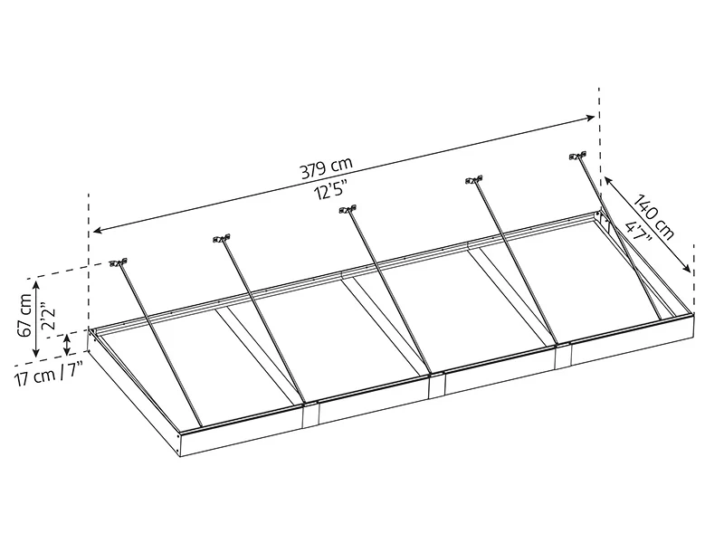 Entrétak Sophia XL 4000, Palram/Canopia, 1,40x3,79x0,17m, Mörkgrå/Klar - Image 9