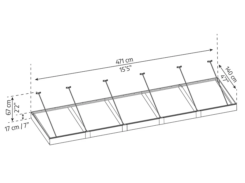 Entrétak Sophia XL 5000, Palram/Canopia, 1,40x4,71x0,17m, Mörkgrå/Klar - Image 8