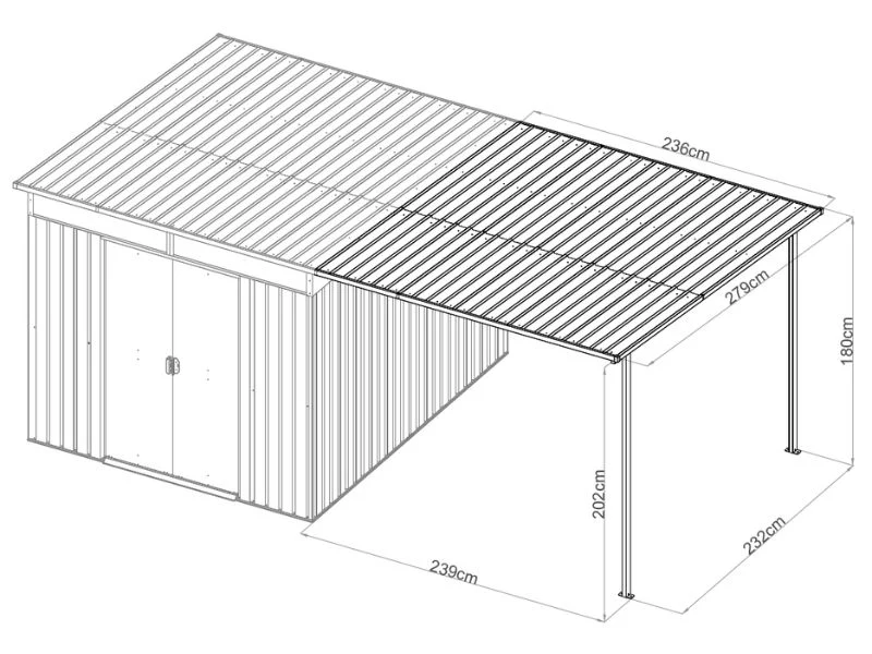 Förlängning till redskapsförråd med takfönster, 2,36x2,79x2,02m, 6,5m2, ProShed®, Antracit - Image 6