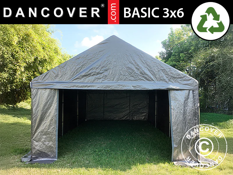 Förvaringstält Basic, 3x6m, PE 300, Grå