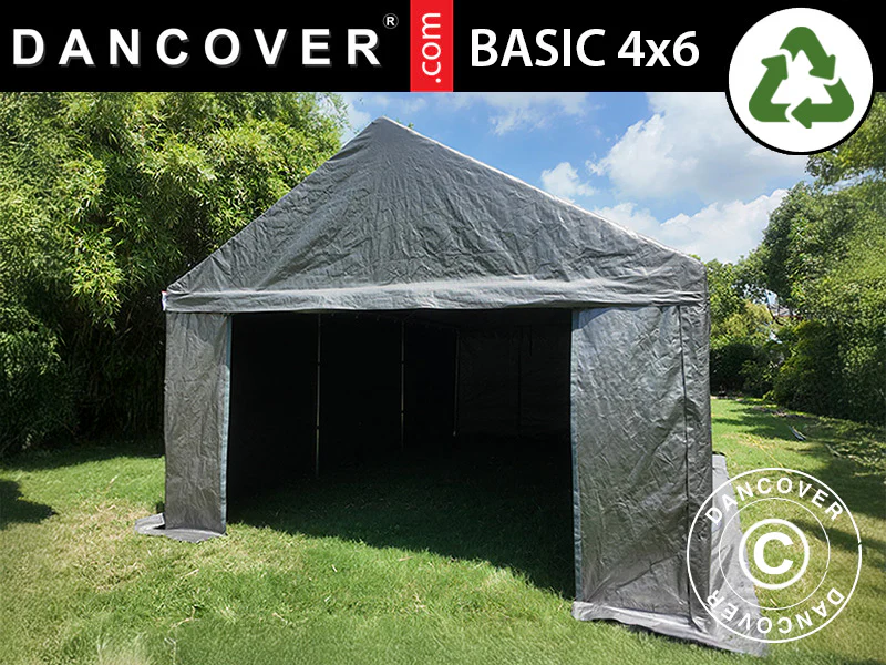 Förvaringstält Basic, 4x6m, PE 300, Grå