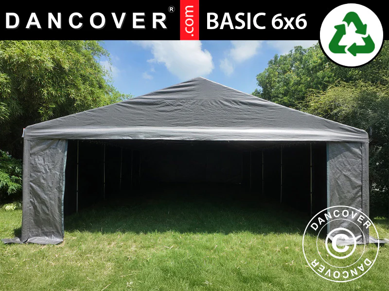 Förvaringstält Basic, 6x6m, PE 300, Grå