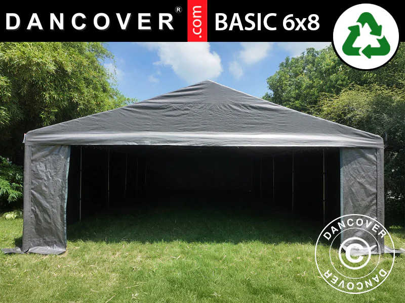 Förvaringstält Basic, 6x8m, PE 300, Grå