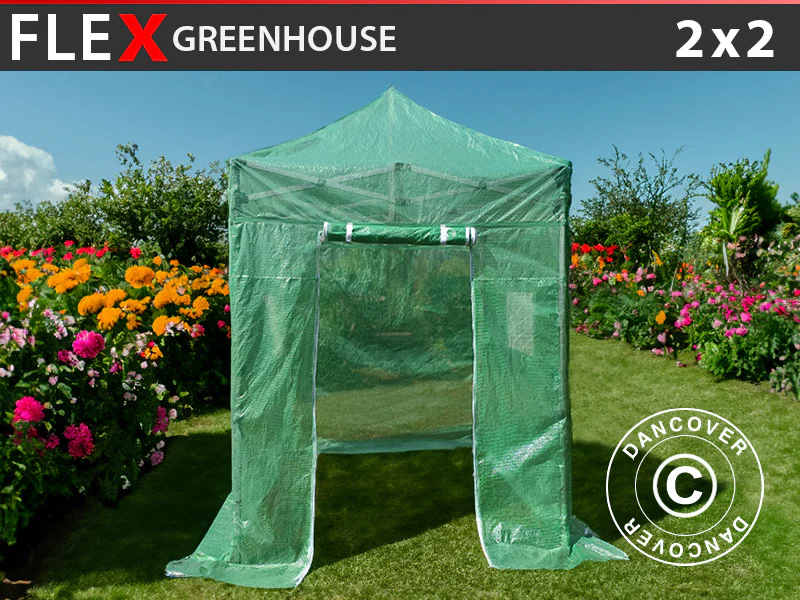 FleX växthus 2x2m, PE, Transparent/Grön