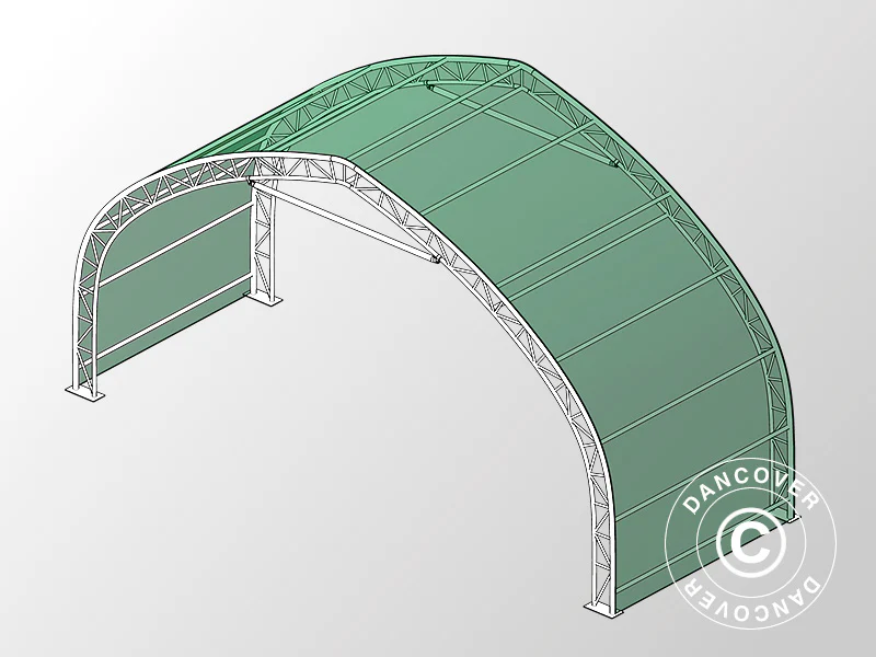 Förlängning 3m för tälthall, rundbågehall 15x15x7,42m, PVC, Grön
