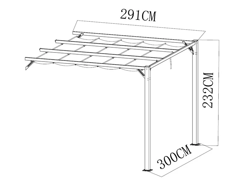 Förlängning för trädgårdspaviljong Santa Cruz, 3x3m, Mörkgrå - Image 5