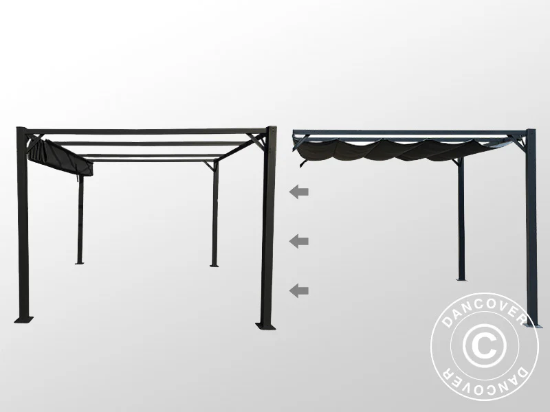 Förlängning för trädgårdspaviljong Santa Cruz, 4x4m, Mörkgrå - Image 4
