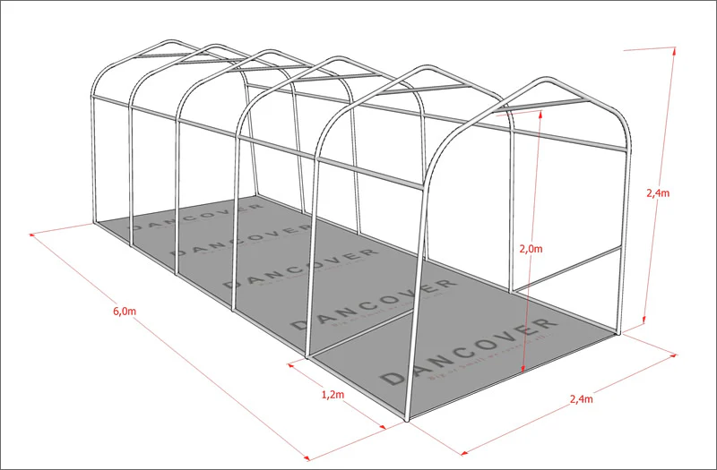Förrådstält PRO 2,4x6x2,34m PE, Grå - Image 22