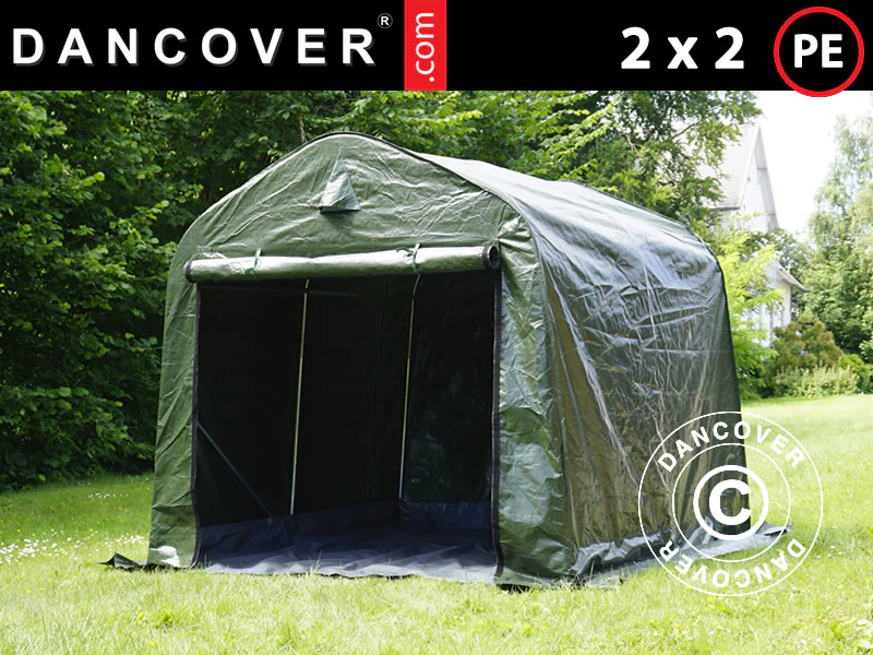 Förrådstält PRO 2x2x2m PE, med golvtäck, Grön/grå