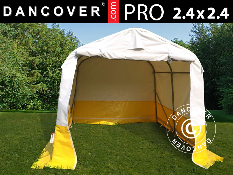Förvaringsarbetstält PRO 2,4x2,4x2m, PVC, Vit/Gul, Flamsäker