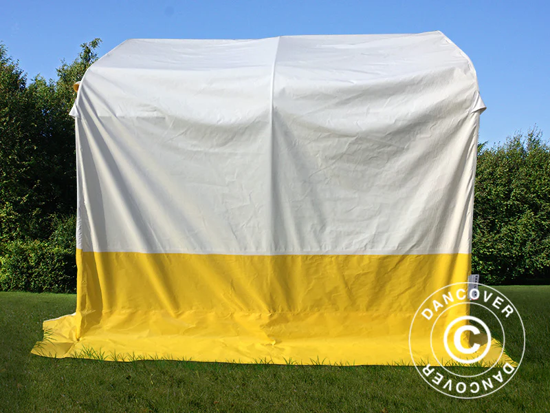 Förvaringsarbetstält PRO 2,4x2,4x2m, PVC, Vit/Gul, Flamsäker - Image 2