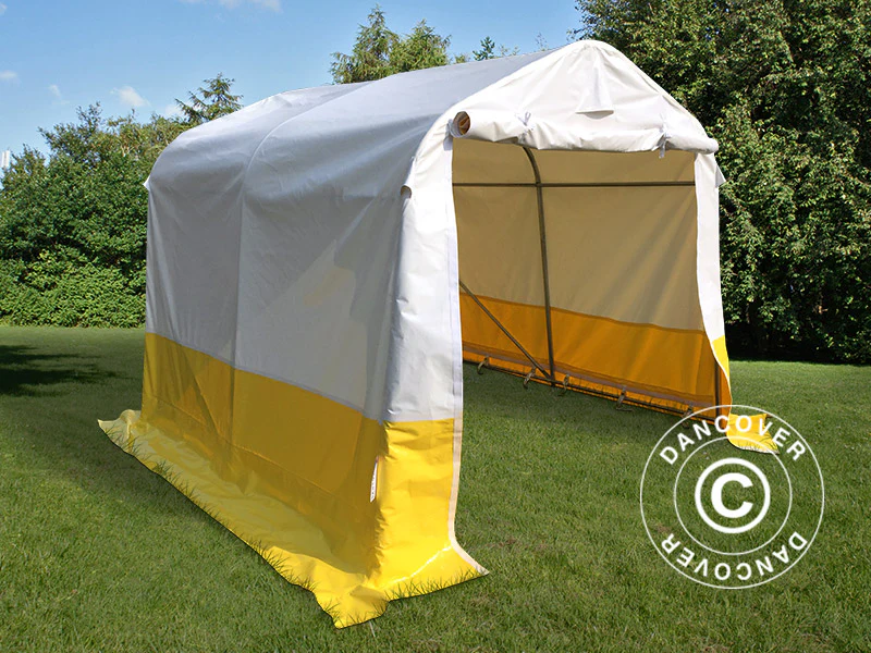 Förvaringsarbetstält PRO 2,4x2,4x2m, PVC, Vit/Gul, Flamsäker - Image 3