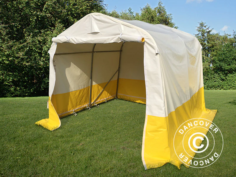 Förvaringsarbetstält PRO 2,4x2,4x2m, PVC, Vit/Gul, Flamsäker - Image 4