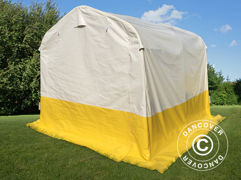 Förvaringsarbetstält PRO 2,4x2,4x2m, PVC, Vit/Gul, Flamsäker - Image 5