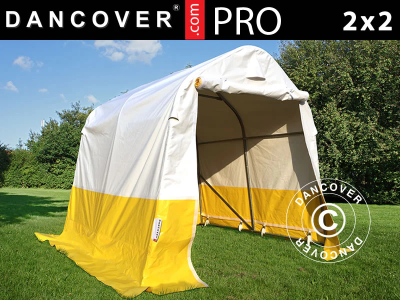 Förvaringsarbetstält PRO 2x2x2m, PVC, Vit/Gul, Flamsäker