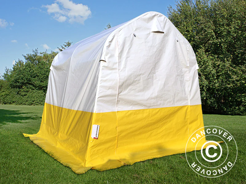 Förvaringsarbetstält PRO 2x2x2m, PVC, Vit/Gul, Flamsäker - Image 2