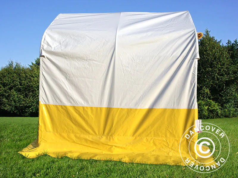 Förvaringsarbetstält PRO 2x2x2m, PVC, Vit/Gul, Flamsäker - Image 3