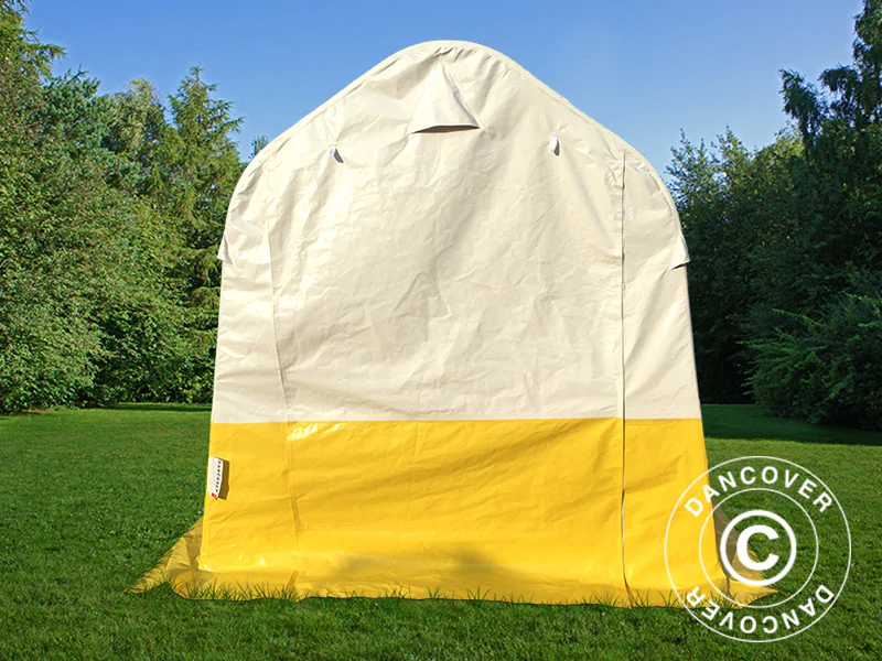 Förvaringsarbetstält PRO 2x2x2m, PVC, Vit/Gul, Flamsäker - Image 4