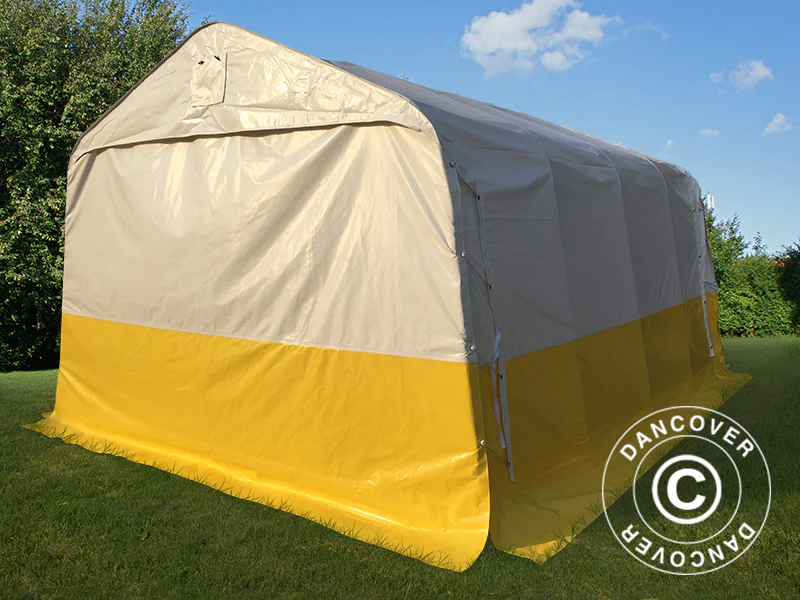 Förvaringsarbetstält PRO 3,6x4,8x2,68m, PVC, Vit/Gul, Flamsäker - Image 2