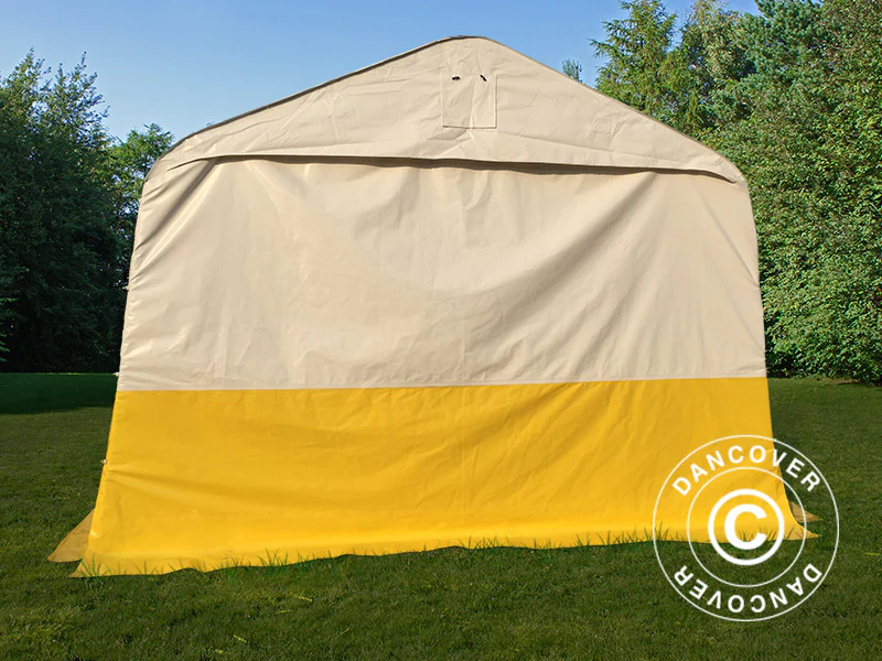 Förvaringsarbetstält PRO 3,6x4,8x2,68m, PVC, Vit/Gul, Flamsäker - Image 3