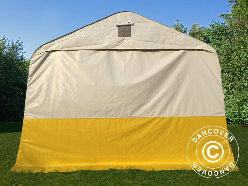Förvaringsarbetstält PRO 3,6x4,8x2,68m, PVC, Vit/Gul, Flamsäker - Image 4