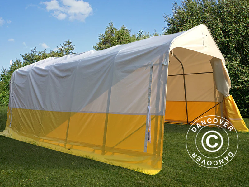 Förvaringsarbetstält PRO 3,6x6x2,68m, PVC, Vit/Gul, Flamsäker - Image 2