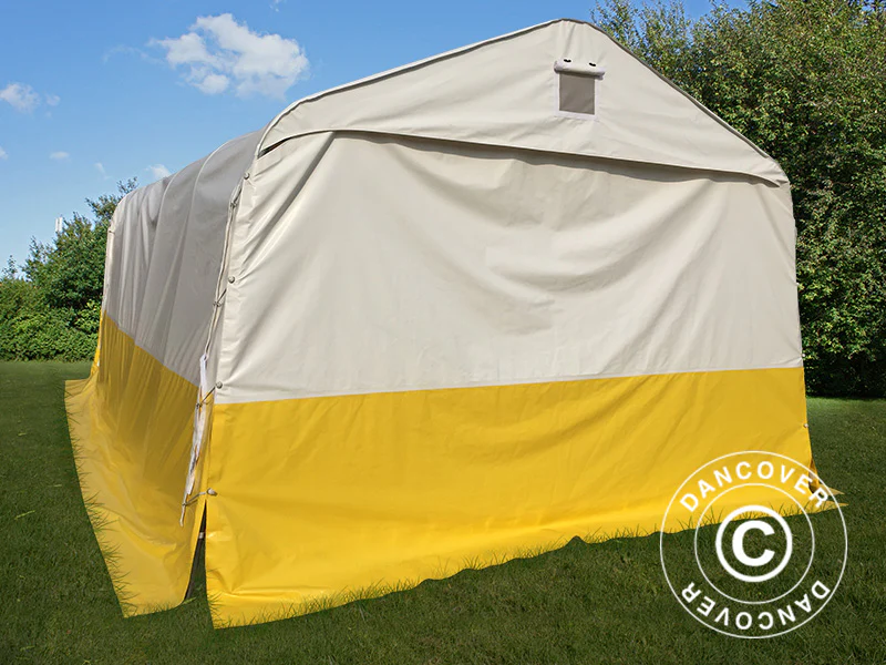 Förvaringsarbetstält PRO 3,6x6x2,68m, PVC, Vit/Gul, Flamsäker - Image 4