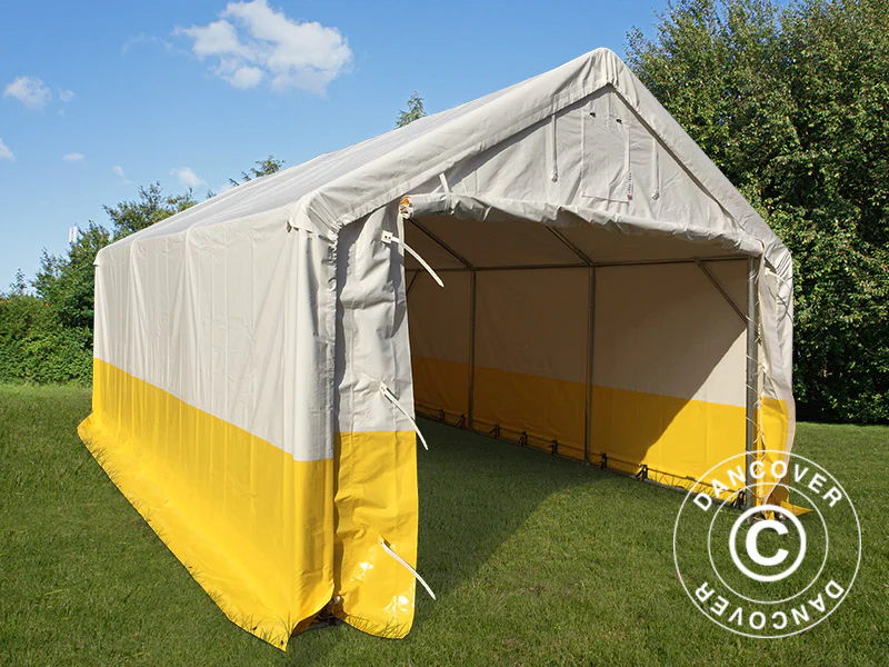 Förvaringsarbetstält PRO 4x6m, PVC, Vit/Gul, Flamsäker - Image 2