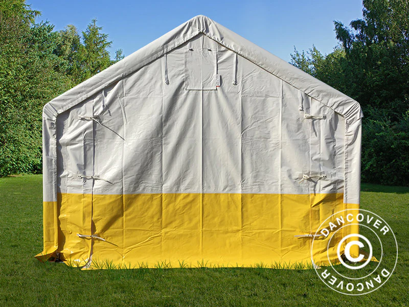 Förvaringsarbetstält PRO 4x6m, PVC, Vit/Gul, Flamsäker - Image 4