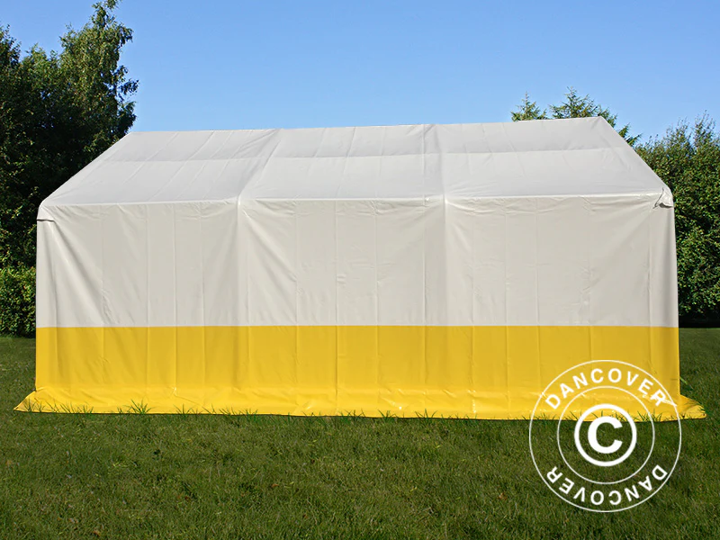 Förvaringsarbetstält PRO 4x6m, PVC, Vit/Gul, Flamsäker - Image 5