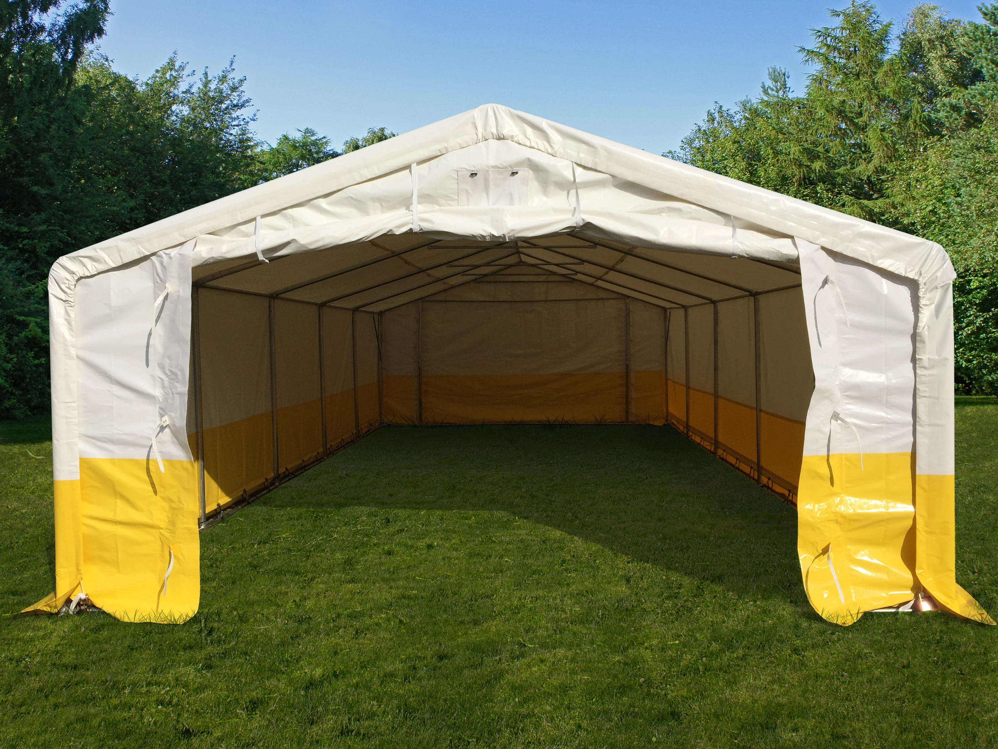 Förvaringsarbetstält PRO 5x10m, PVC, Vit/Gul, Flamsäker - Image 2