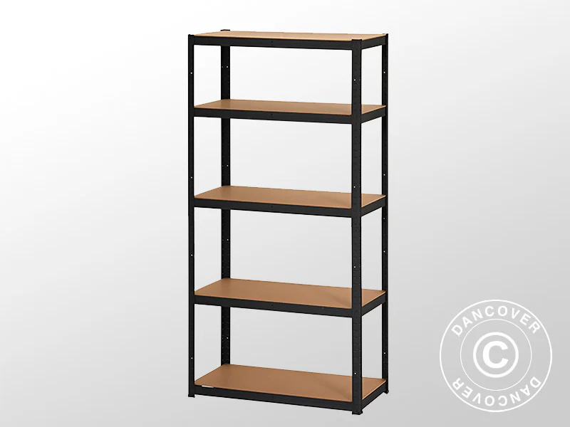 Förvaringsställ med 5 hyllplan, 0,9x0,45x1,8m, Svart - Image 2