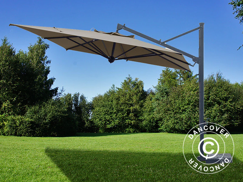 Frihängande parasoll Galileo Dark, 3,5x3,5m, Grå taupe - Image 3