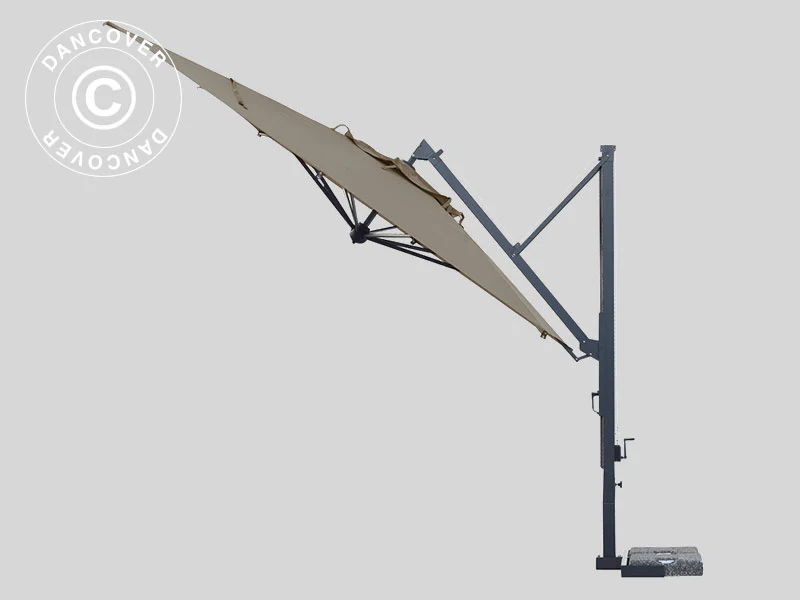Frihängande parasoll Galileo Dark, 3,5x3,5m, Grå taupe - Image 4