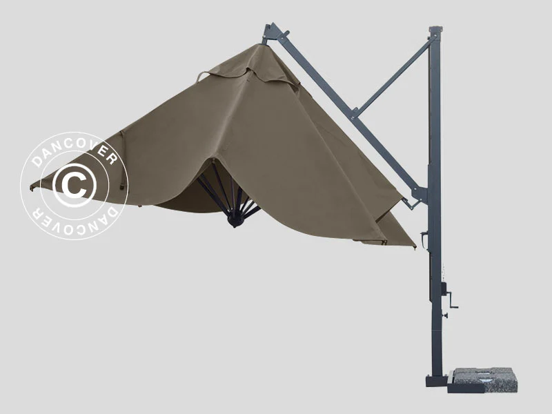 Frihängande parasoll Galileo Dark, 3,5x3,5m, Grå taupe - Image 5