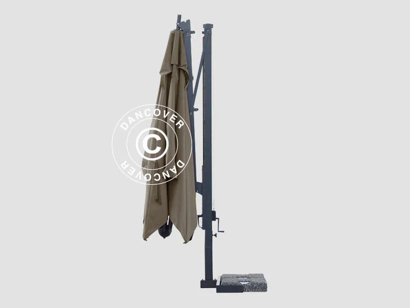 Frihängande parasoll Galileo Dark, 3,5x3,5m, Grå taupe - Image 6