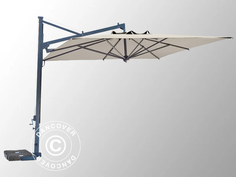 Frihängande parasoll Galileo Dark, 3,5x3,5m, Naturfärgat - Image 2